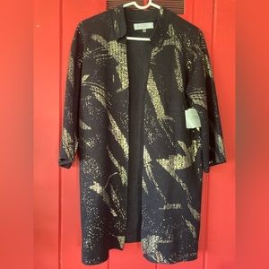 NWT Kasper Black and Gold Duster Jacket size Medium